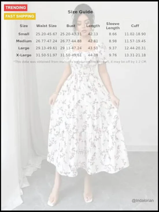 Floral Puff Sleeve Square Neck Smocked Tiered Ruffle Midi Dress - Picture 6 of 6